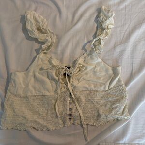 Wild Fable Cream Ruffled Crop Top